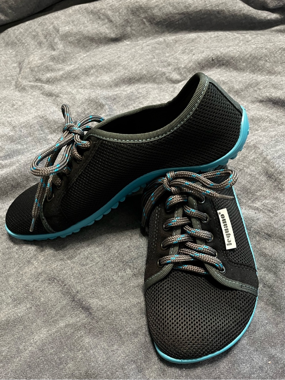 Women's Black Athletic Sneakers with Blue Trim - Casual Comfort